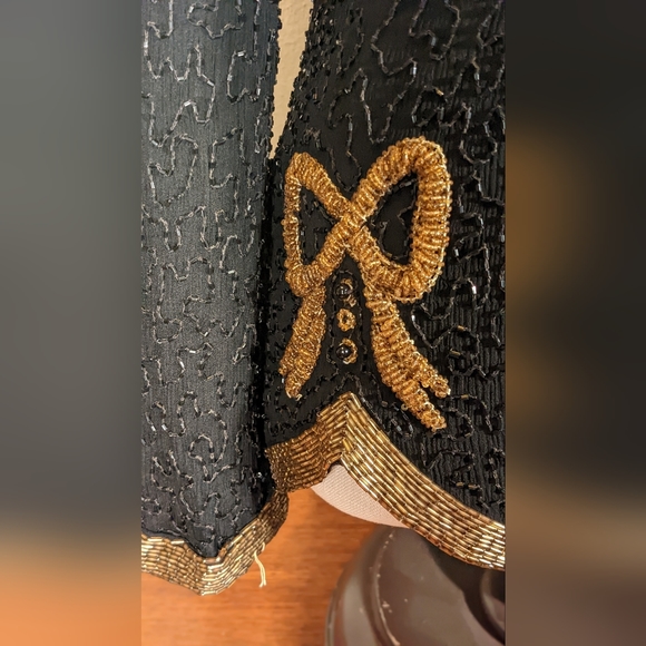 Vintage Night Vogue silk and beaded long sleeve top - Picture 8 of 9